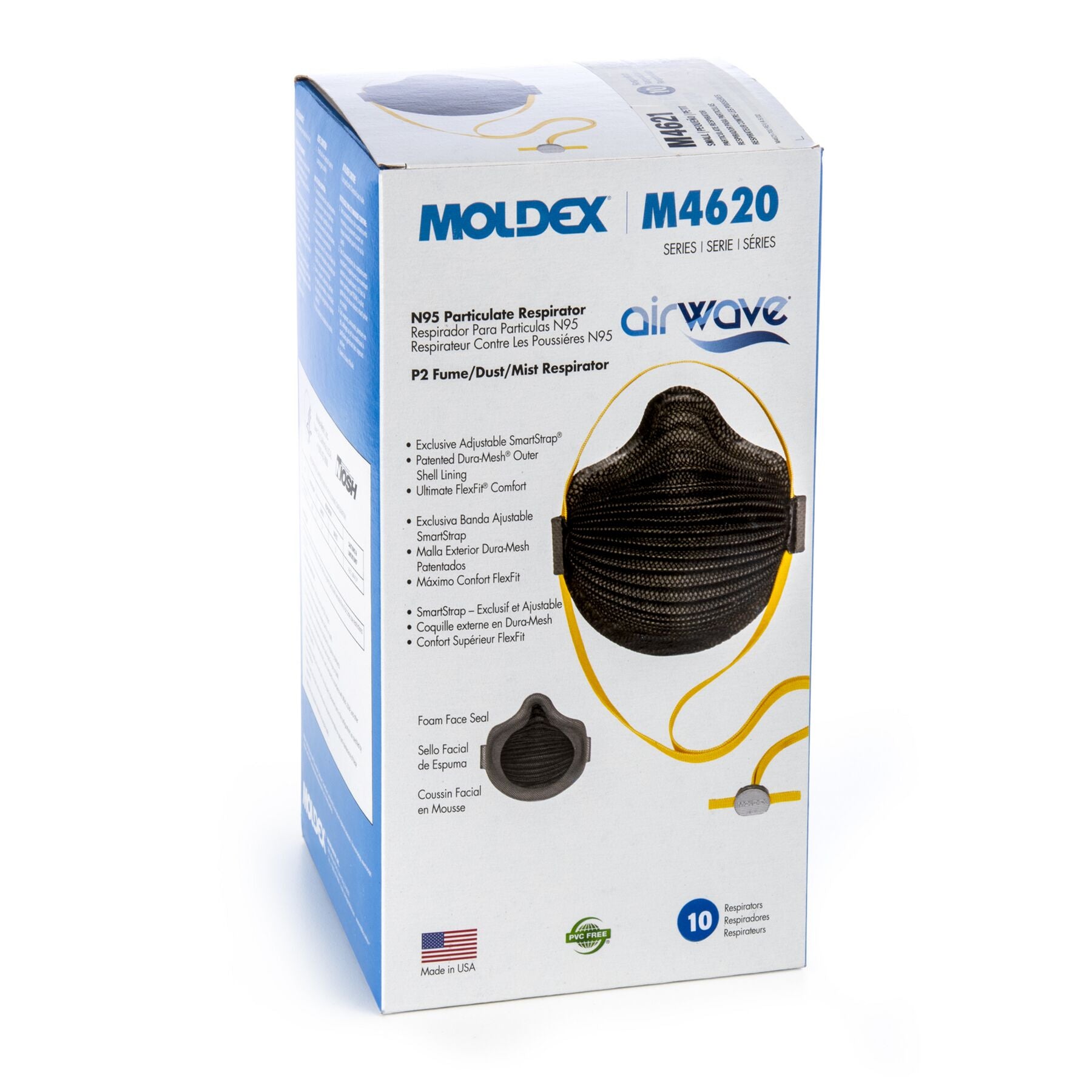Moldex M4620 Airwave (Medium/Large) Black NIOSH N95 Respirator Mask - Made in USA