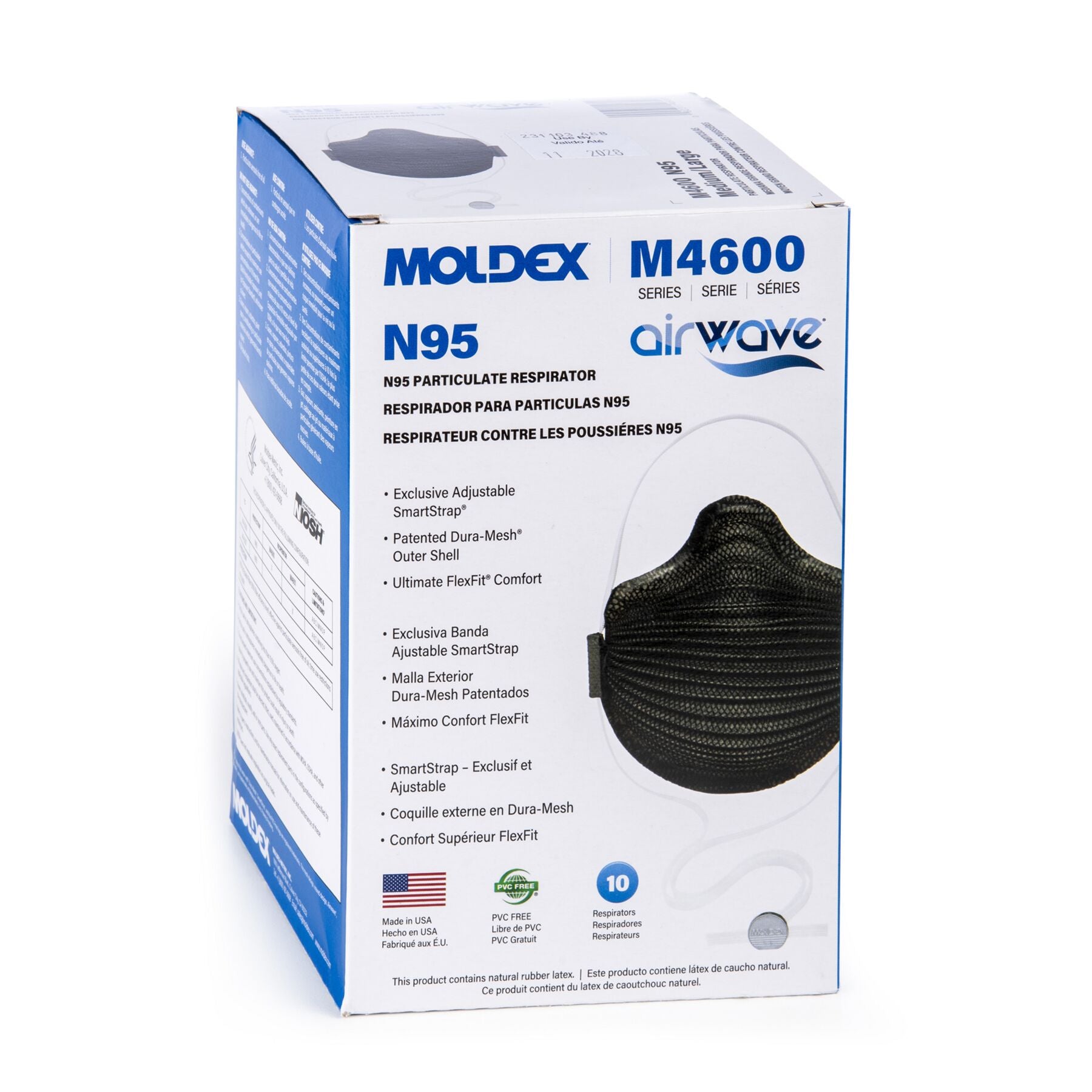 Moldex M4600 Airwave (Medium/Large) Black NIOSH N95 Respirator Mask - Made in USA